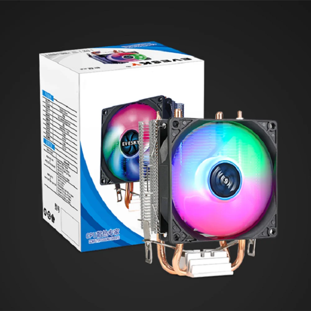 وحدة المعالجة المركزية مروحة التبريد RGB 2 أنابيب الحرارة وحدة المعالجة المركزية برودة المبرد الكمبيوتر مروحة إنتل LGA 775 1150 1151 1155 1156 1200 1356 1366 1700 AM2 AM4