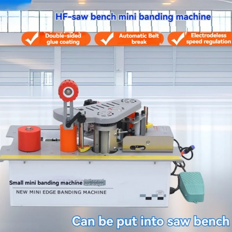 Mini Edge Banding Machine With Adjustable Speed For Both Curved And Straight Edges That Can Be Placed Inside The Sawing Table