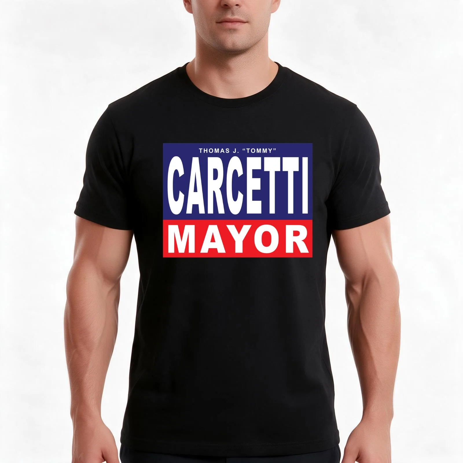 Carcetti for Mayor T-Shirt, Summer Casual Cotton Tee, Oversized Streetwear Tops, Vintage Graphic Print, Loose Fit Short Sleeve