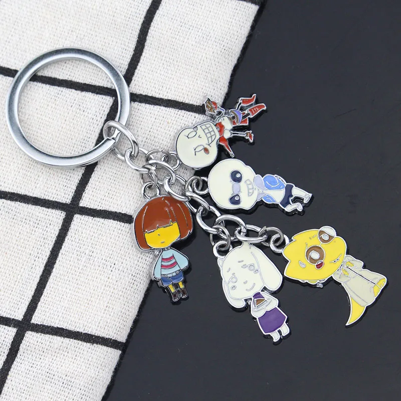 Anime Game Undertale Metal Keychain Frisk Sans Toriel Papyrus Alphys Fashion Pendant for Bag with Cosplay Accessories for Gift