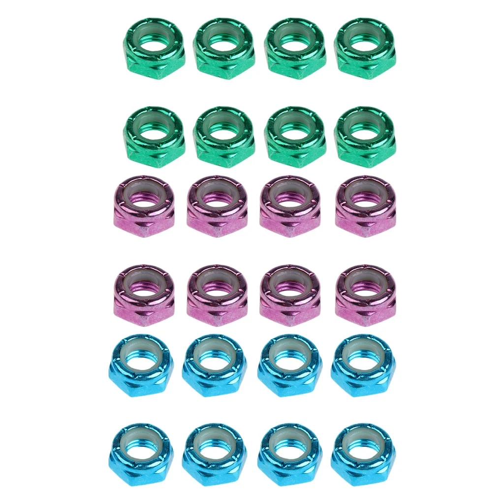 

ABJX New 24Pcs Skateboard Truck Wheel Axle Screw Nuts Longboard Hardware Accessories