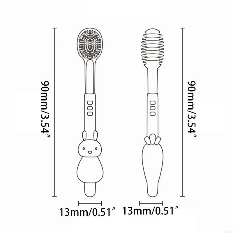 57QE 아기 부드러운 강모 칫솔 실리콘 혀 브러시 코팅 클리너 유아 유아 구강 관리 칫솔 훈련 치아 브러쉬