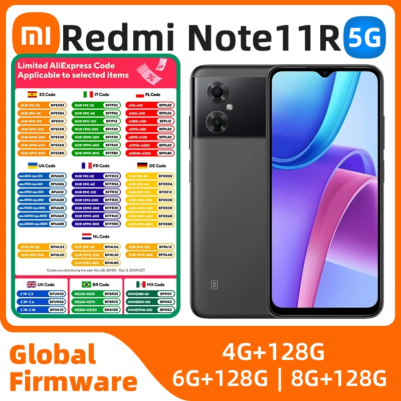 هاتف Xiaomi Redmi Note 11R 5G الذكي MTK الأبعاد 700 ثماني النواة 90 هرتز 6.58 بوصة شاشة DotDrop بطارية 5000 مللي أمبير في الساعة