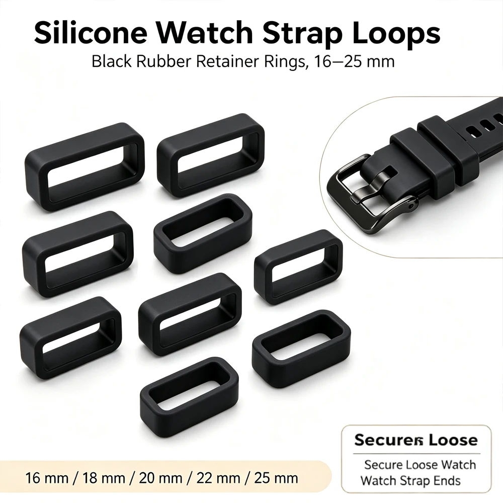 5-30Pcs 12-26mm Watchband Rings Soft Silicone Strap Keeper Anti-Slip Holder Retainer Loop Watch Band Replacement Parts