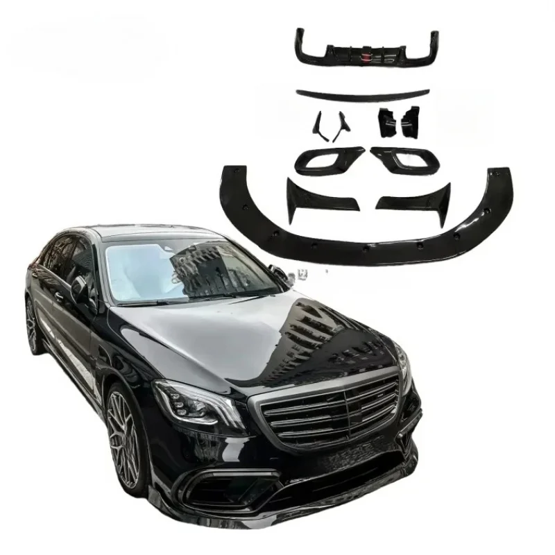 

W222 2013-2020 Upgrade Conversion Kit Carbon Fiber PP Diffuser Exhaust Tips Spoiler