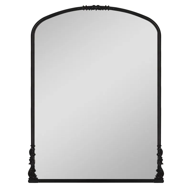 American retro full-length mirror, French black floor-to-ceiling mirror against the wall