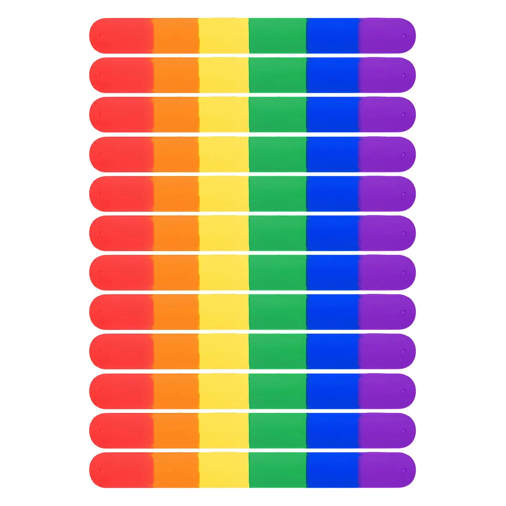 

12 Pcs Birthday Bracelet Gay Pride Slap Wristbands Colorful Bracelets for Classroom