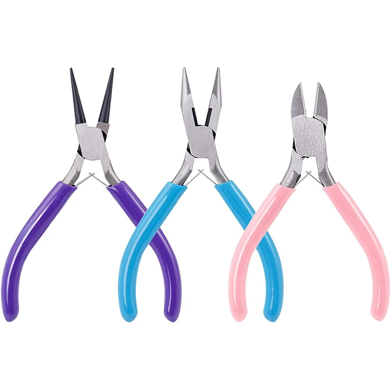 Jewelry Pliers Set, 3 Pack Jewelry Making Tools Kit Round Nose Pliers,Needle Nose Pliers,Wire Cutters For Jewelry Making