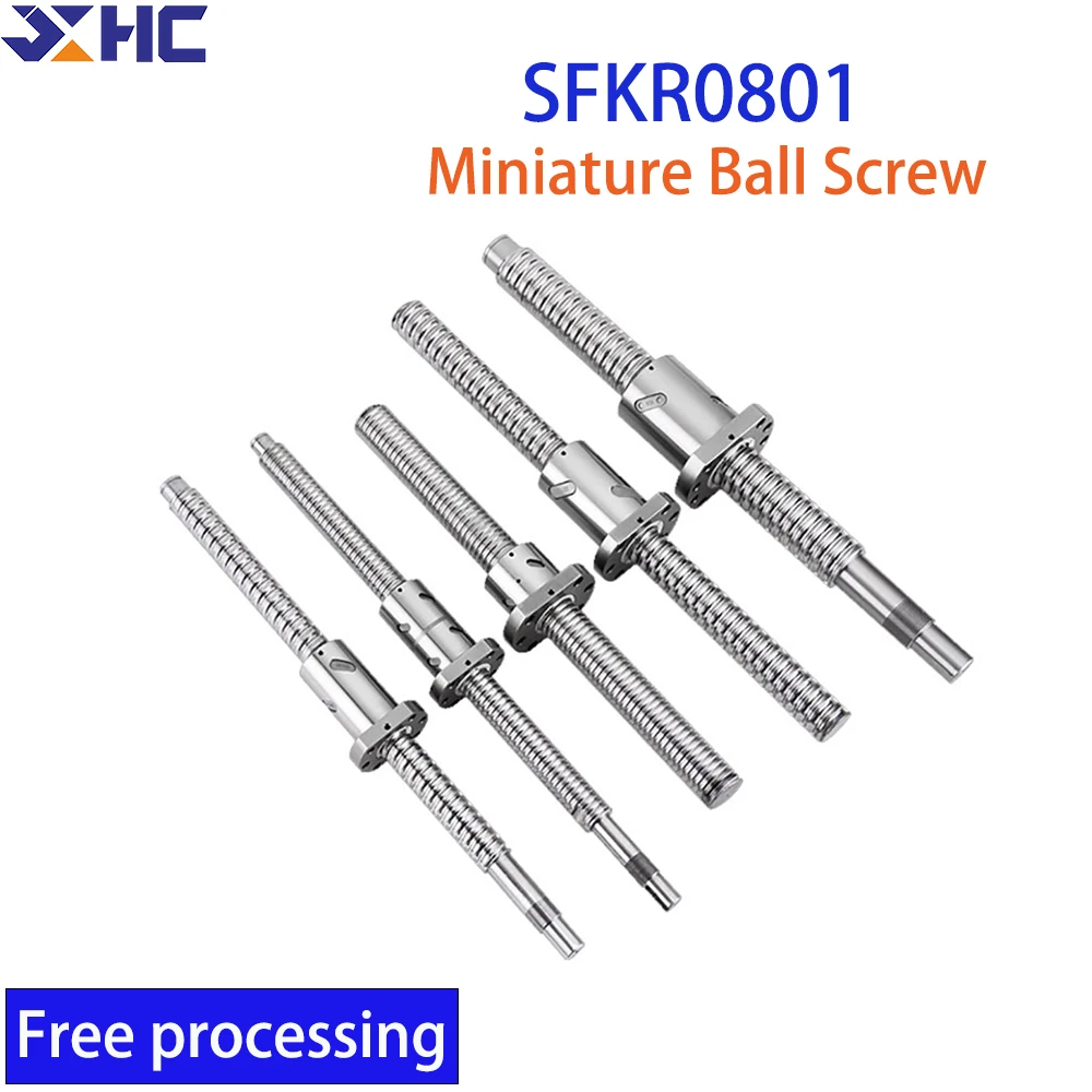 

Free Machined SFKR0801 Miniature Ball Screw SFKR0801 60 80 100 120 150 180mm C7 Ball screw With Single Ball Nut For CNC Parts