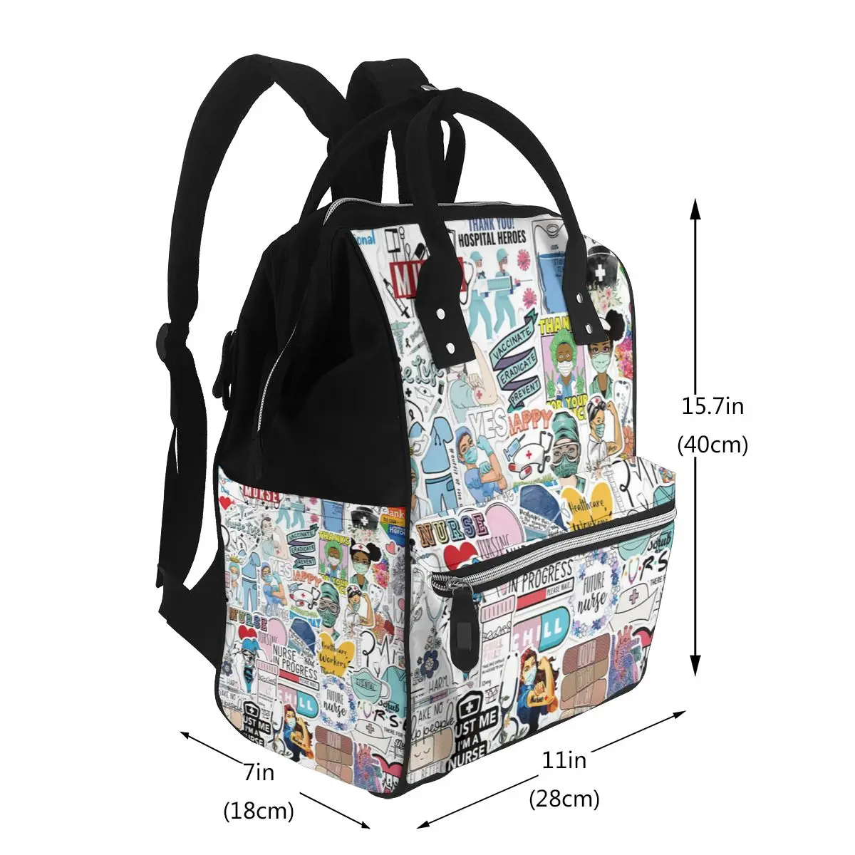 NOISYDESIGNS Doctors Nursing Nurse Print Mommy Diaper Bag Large Baby Travel Backpack Waterproof Anti-loss Maternity Bag for Mom