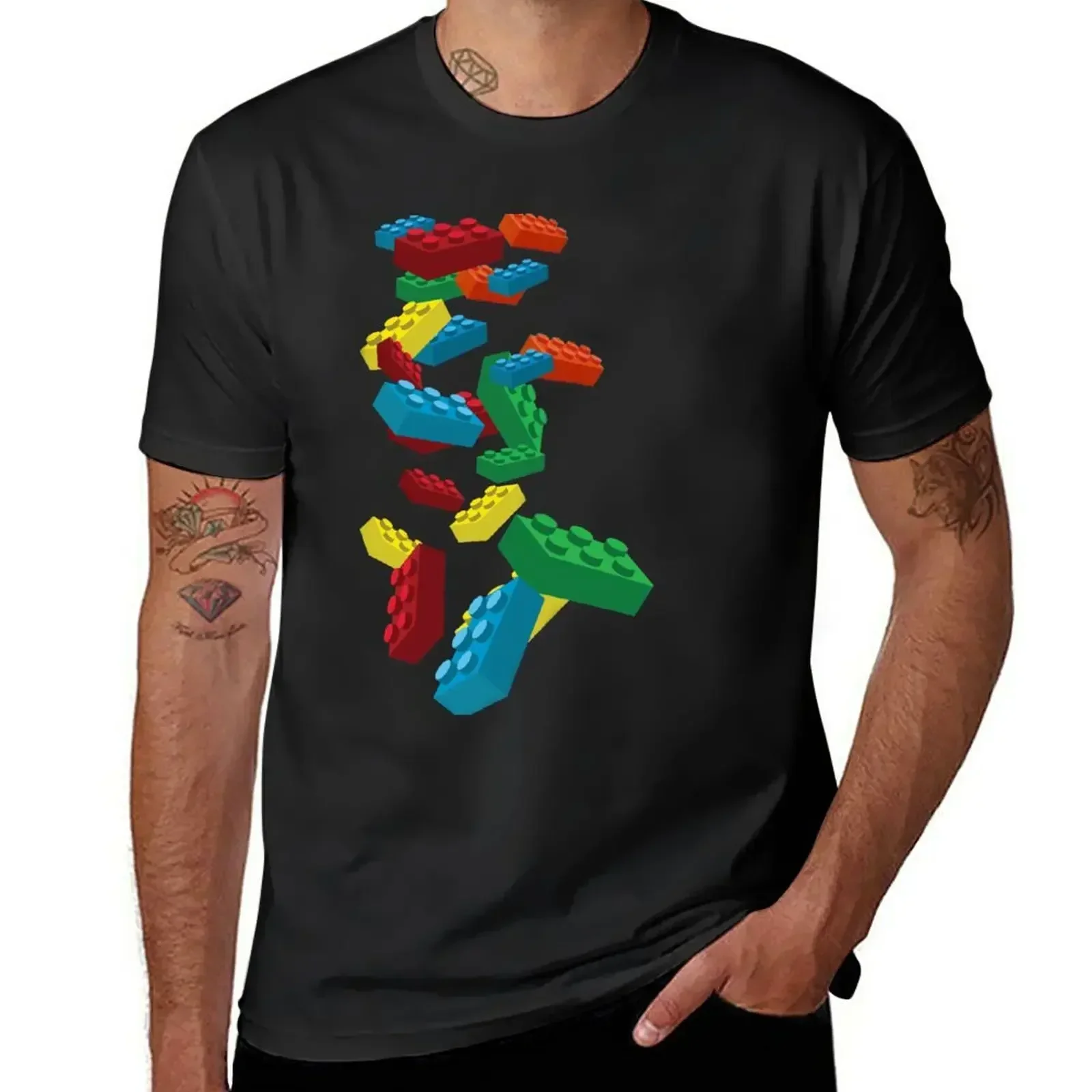 shirts graphic tees sports fans hippie clothes t shirt men Falling Legos T-Shirt  mens t shirts  COTTON  Casual T-shirts