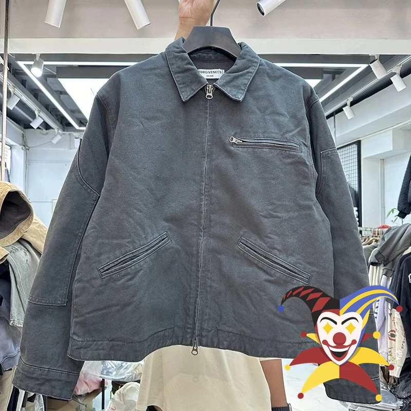 

Denim Zipper Jacket Men Women Best Quality Grey Khaki Vintage Clothing Coat