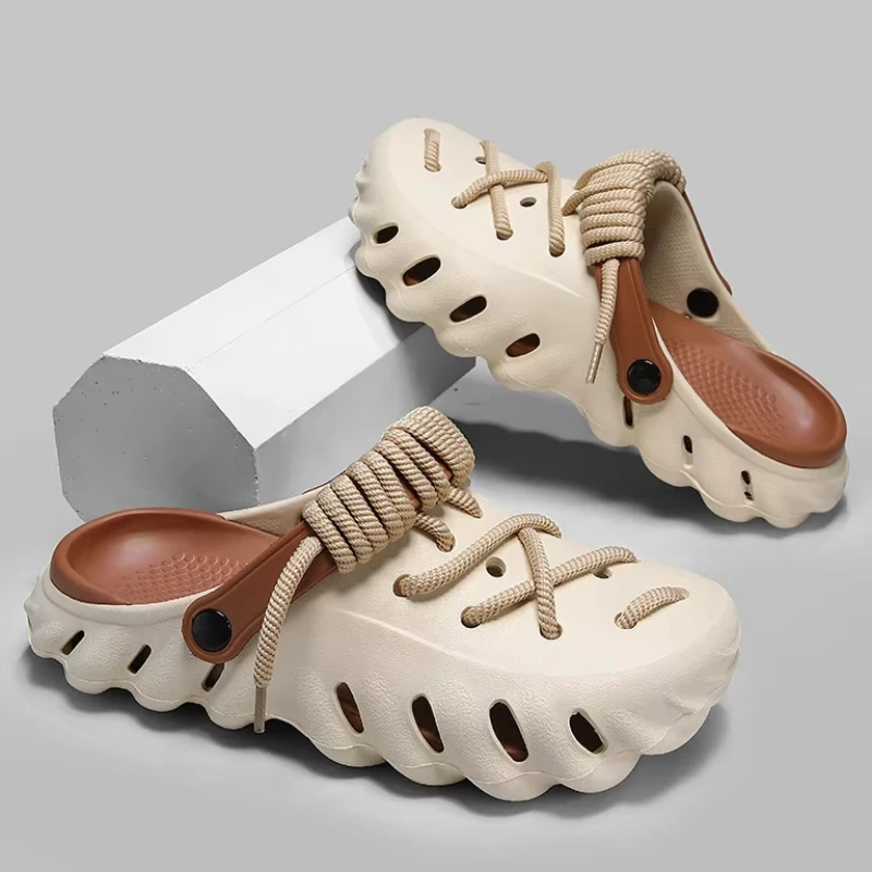 

2025 New Fashion Men's Outdoor Sandals Summer Slippers Shoes Thick Bottom Hollow-Out EVA Breathable Slip-On Water Beach Couples