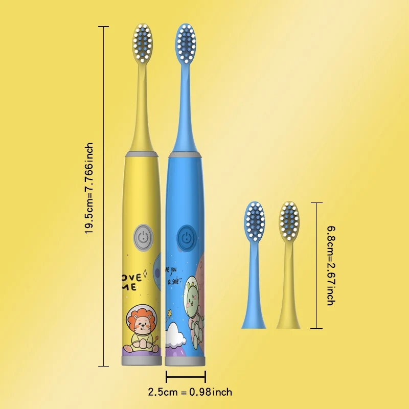 Escova de dentes elétrica infantil para homens e mulheres, adequada para crianças de 3 a 15 anos. Escova de cerdas macias. Elétrico