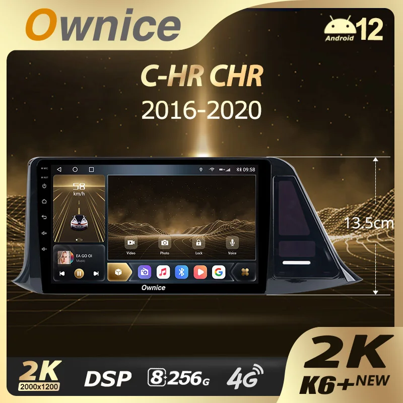 Ownice K6+ 9.5" 2K for Toyota C-HR CHR 2016 - 2020 Car Radio Carplay Multimedia Video Player Navi Stereo GPS Android 12 No 2din