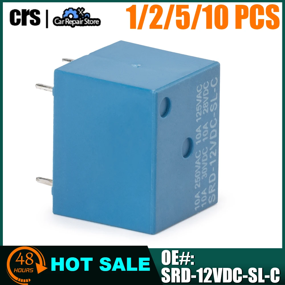 

SRD-12VDC-SL-C SRD12VDCSLC 1/2/5/10PCS Multi-Function Power Relay Switch 12V 10A 5-Pins For Subminiature Standard PCB Layout