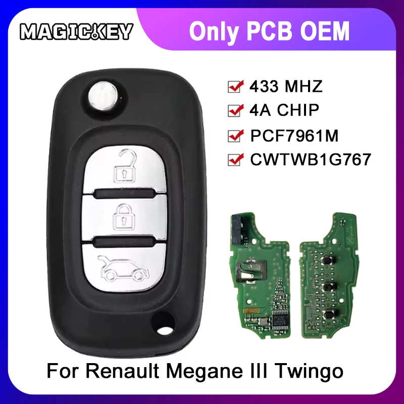 Original 4A CHIP PCF7961 For 2012 - 2016 Renault Megane III Twingo Duster Flip Remote Smart Car Key Fob CWTWB1G767