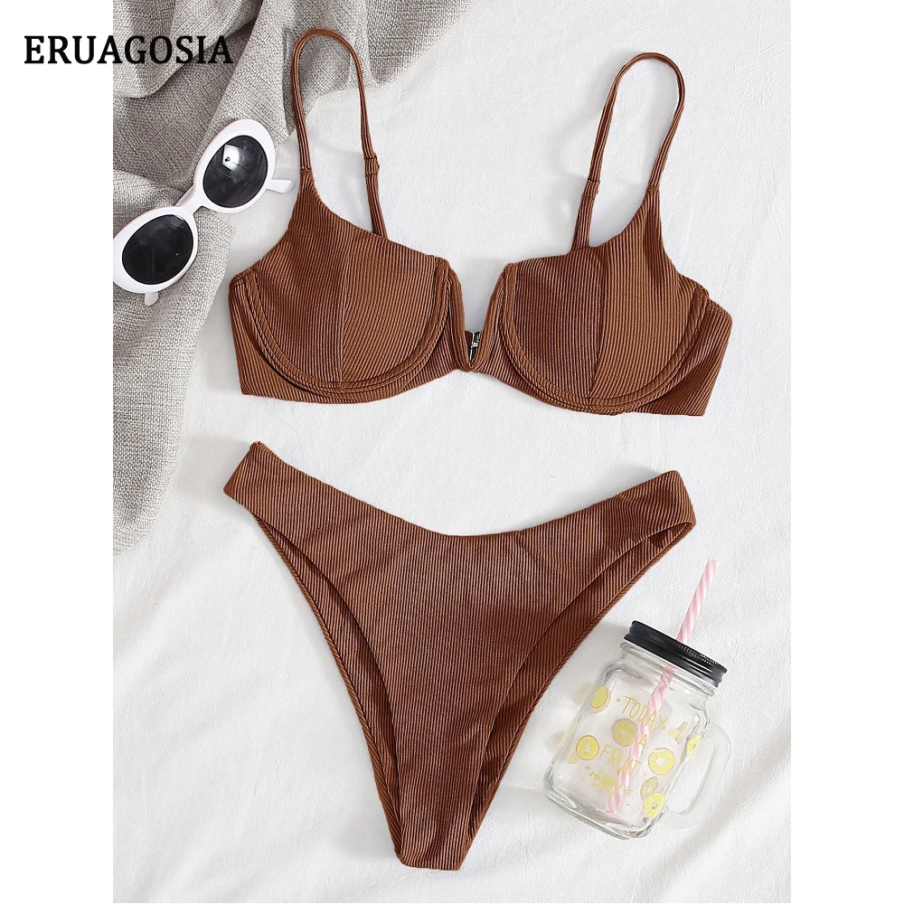 Ribbed Brazilian Bikini Set for Women, Push Up Bikinis, Swimwear, Female Bathing Suit, Sexy Beach Wear, Summer