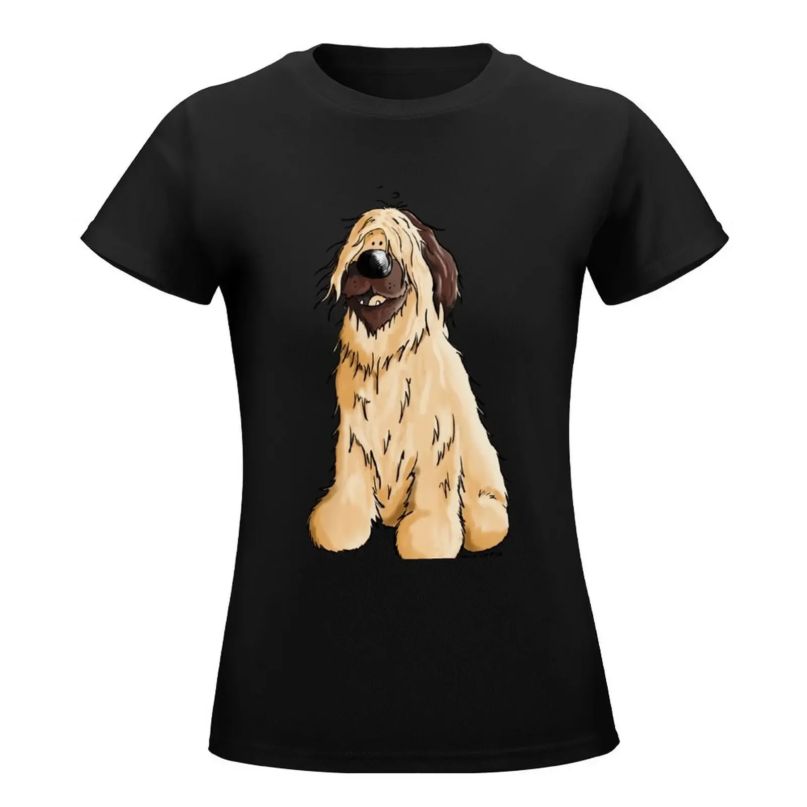 Happy Briard Cartoon T-Shirt Short sleeve tee kawaii clothes tight shirts for Women