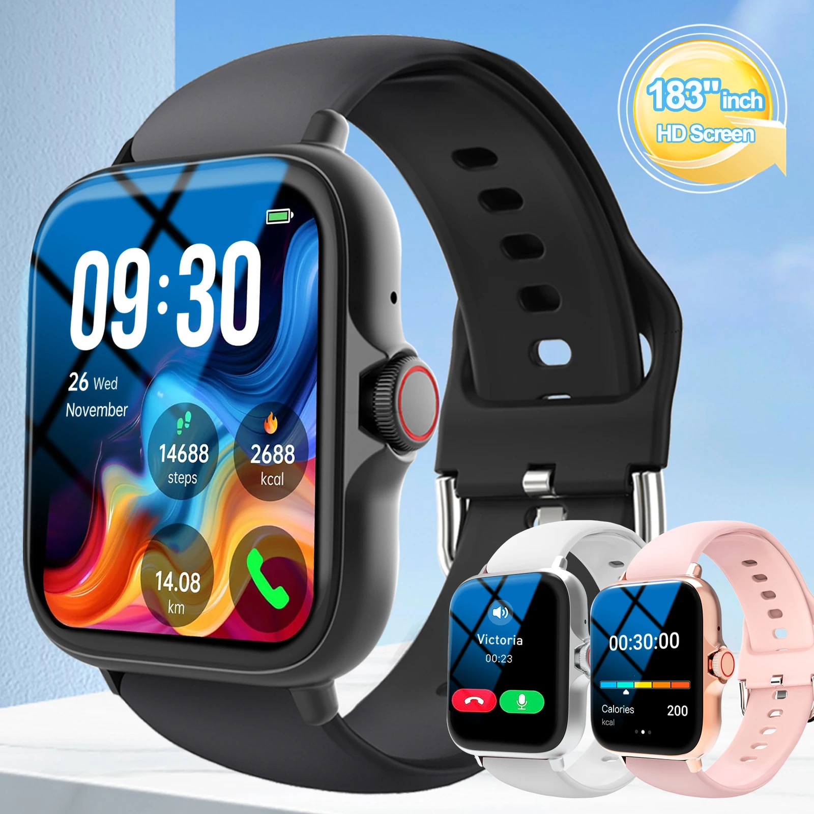 Smart watch, multi-sport mode, message reminder, multiple APP reminders, suitable for men and women, custom wallpaper