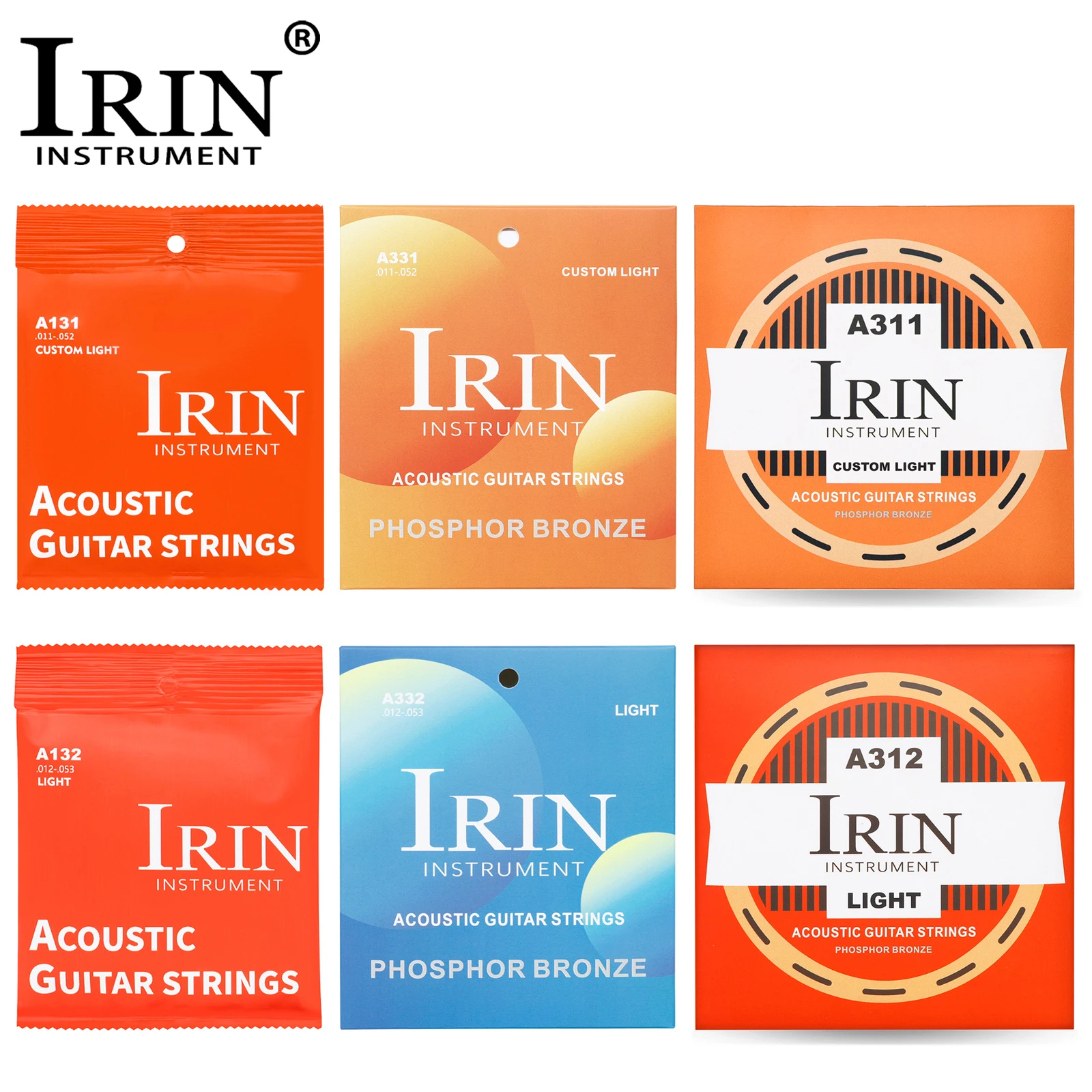 IRIN Acoustic Guitar Strings High Carbon Steel Core Antirust PVD Ion Coating Folk Guitar Strings Guitar Accessories Parts