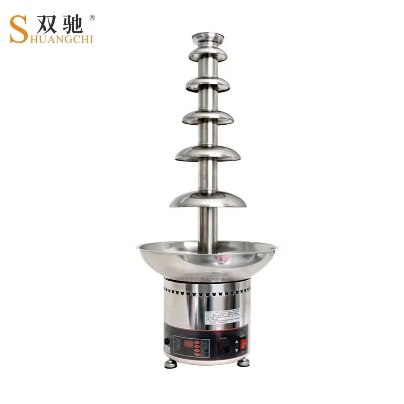 Large Electric 6-Layer Stainless Steel Chocolate Fountain Machine 6KG Capacity Tabletop for Weddings