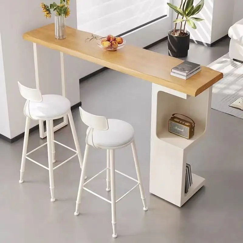 Solid wood bar table Small apartment Living room Household partition cabinet Balcony creative high table