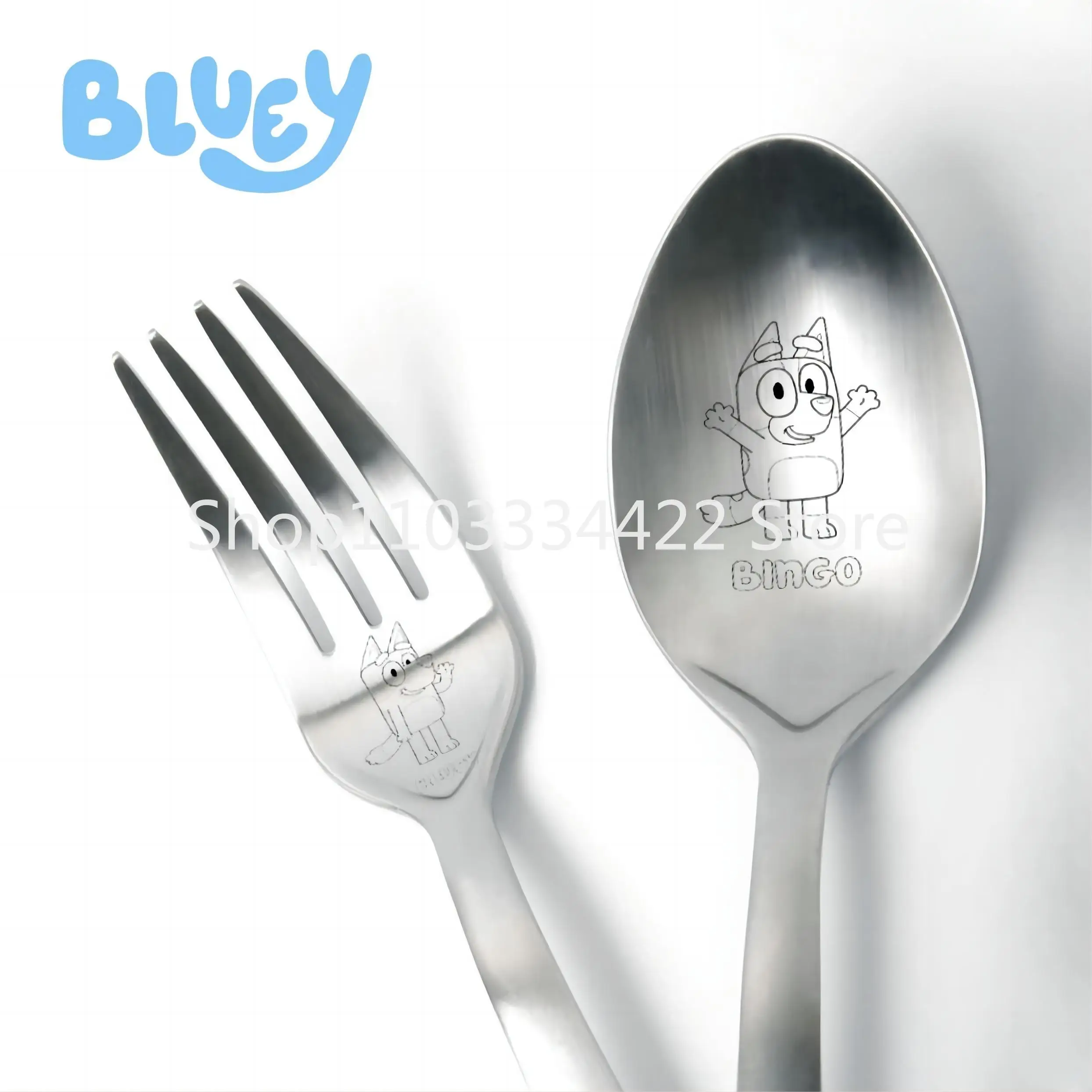 Cartoon Blueyed Forks Spoons Kawaii Bingoes Family Stainless Steel Forks Ladle Food for Children Tableware Spoons Birthday Gifts