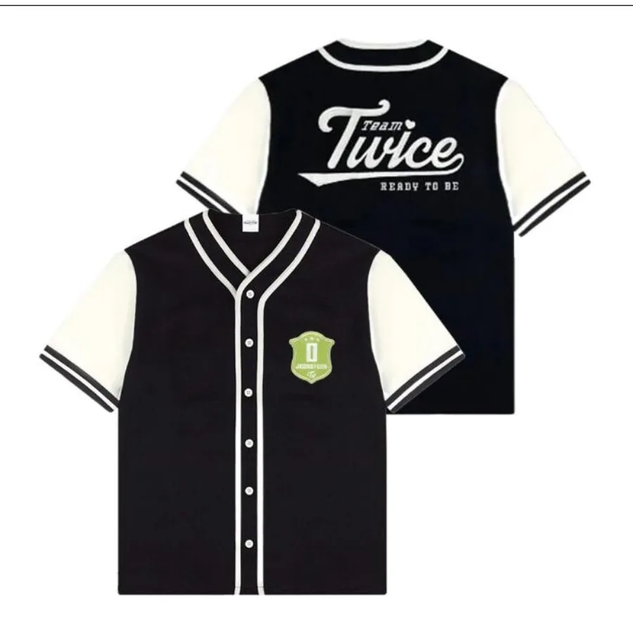 KPOP TWICE READY TO BE Tour Baseball Jersey T-shirt Momo Sana Mina Jeongyeon Tzuyu Jihyo Short Sleeve Graphic Tees KPOP Clothes