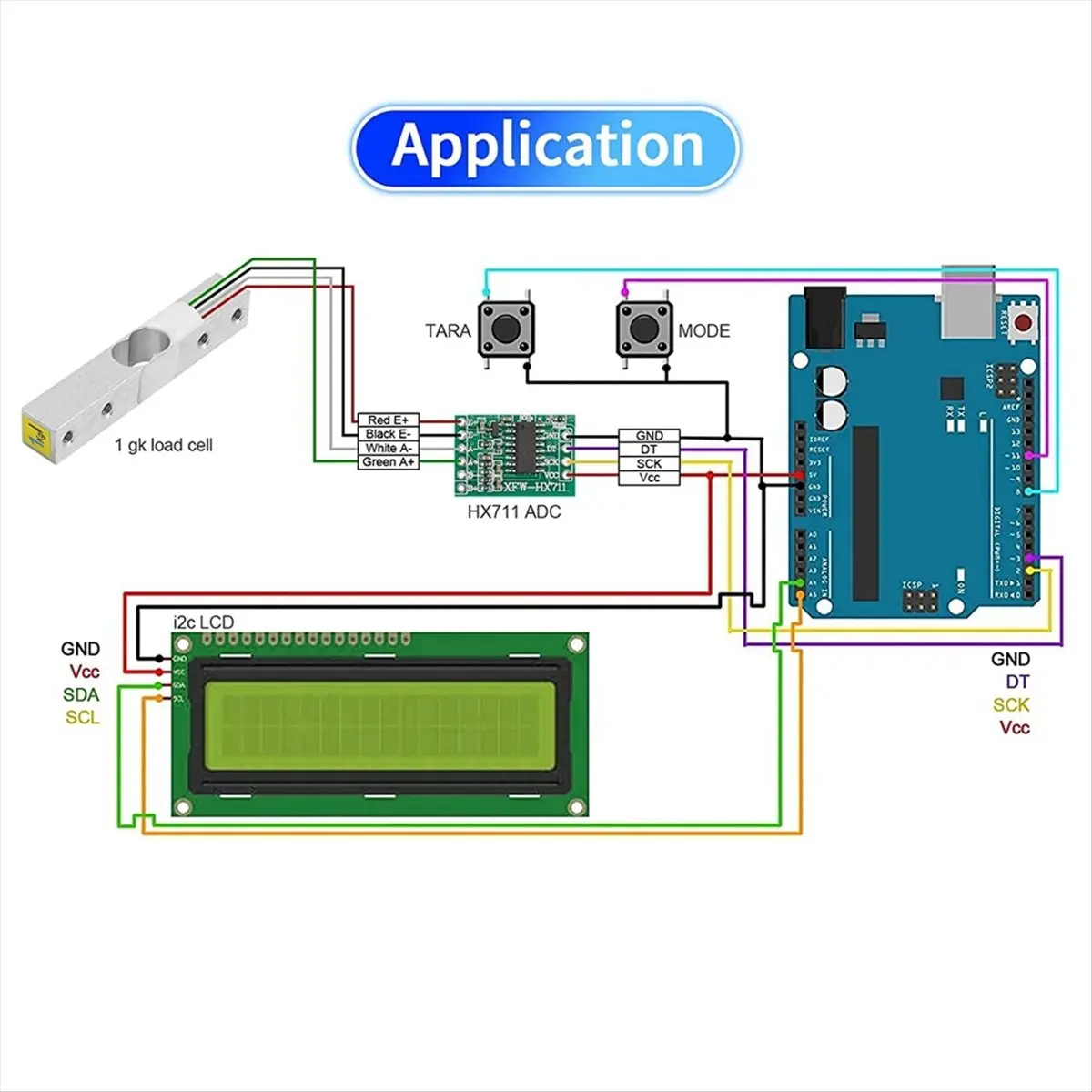 MALL Digital Load Cell Weight Sensor-4 Sets 1KG Load Cell HX711 AD Weighit Amplifier Module Pressure Sensor Cell Amplifier