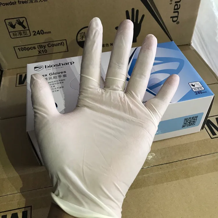 100PCS Disposable Latex Gloves Extractable Full Textured Powder-free Thickened Durable Plastic Rubber Gloves for Laboratory