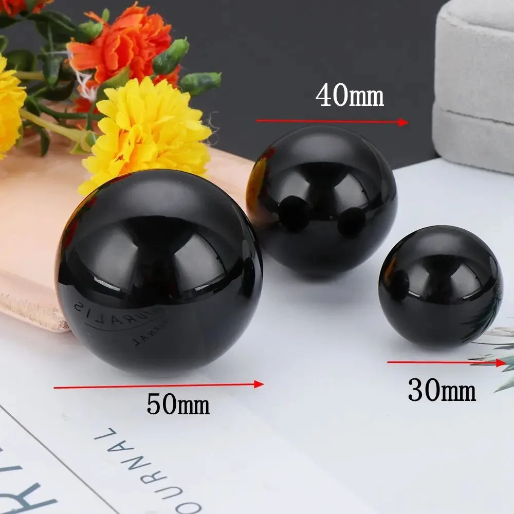 Natural Obsidian Ball Healing Collection Home Decor Crystal Orb Reiki Stone Wind Water Balloon Gemstone wholesale Without Base