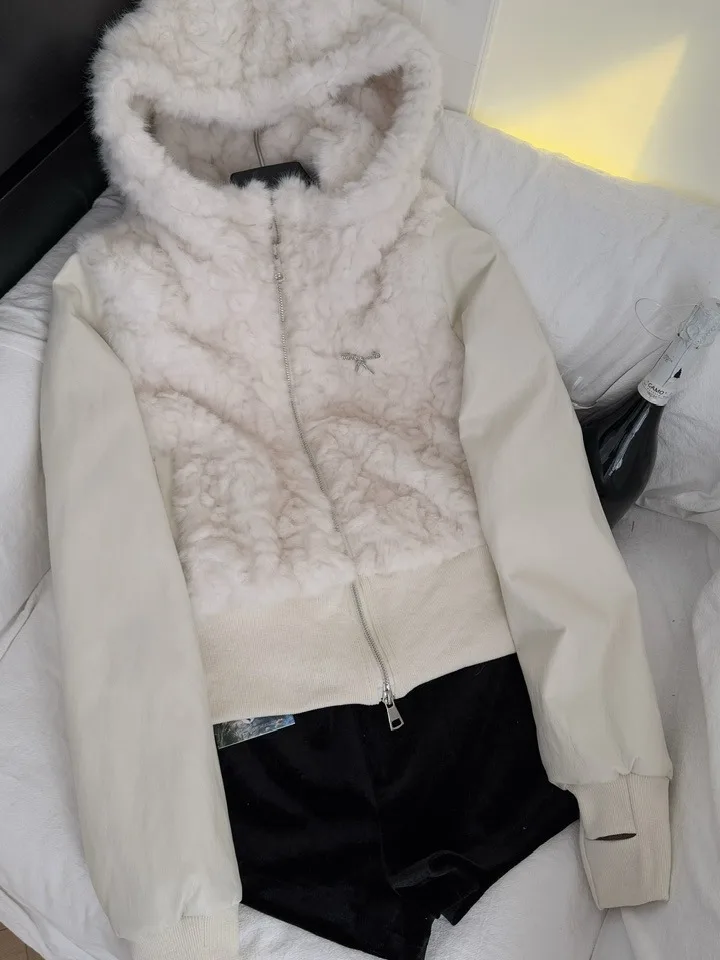 معطف شتوي نسائي ort ملابس خارجية فروي صديقة للبشرة وسحاب وخصر طويل مزيج بوليستر قطني دافئ #3