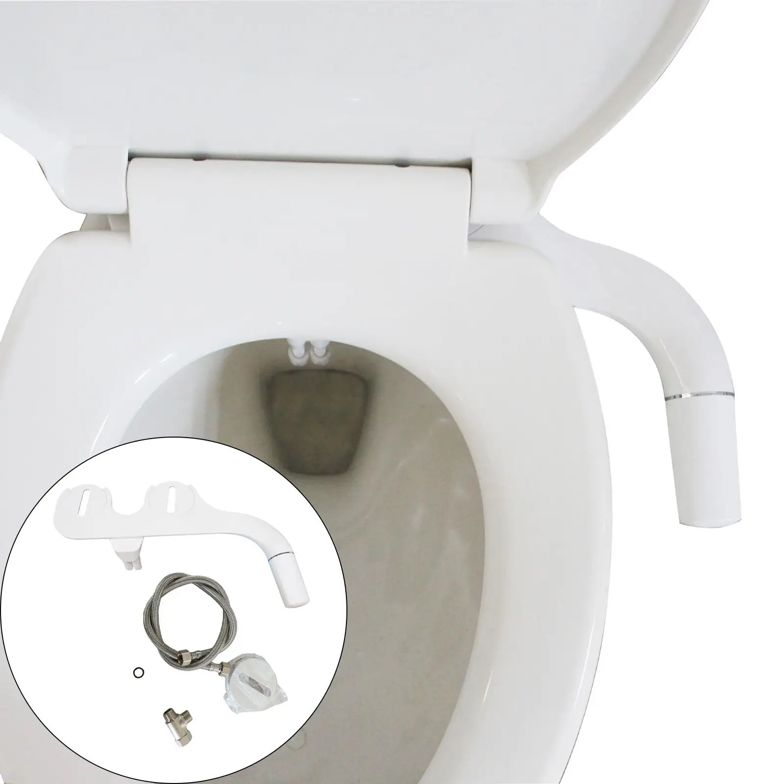 Bidet Toilet Seat Attachment Adjustable Water Pressure Mechanical Self Cleaning Nozzle Fresh Clean Water Sprayer for Bathroom