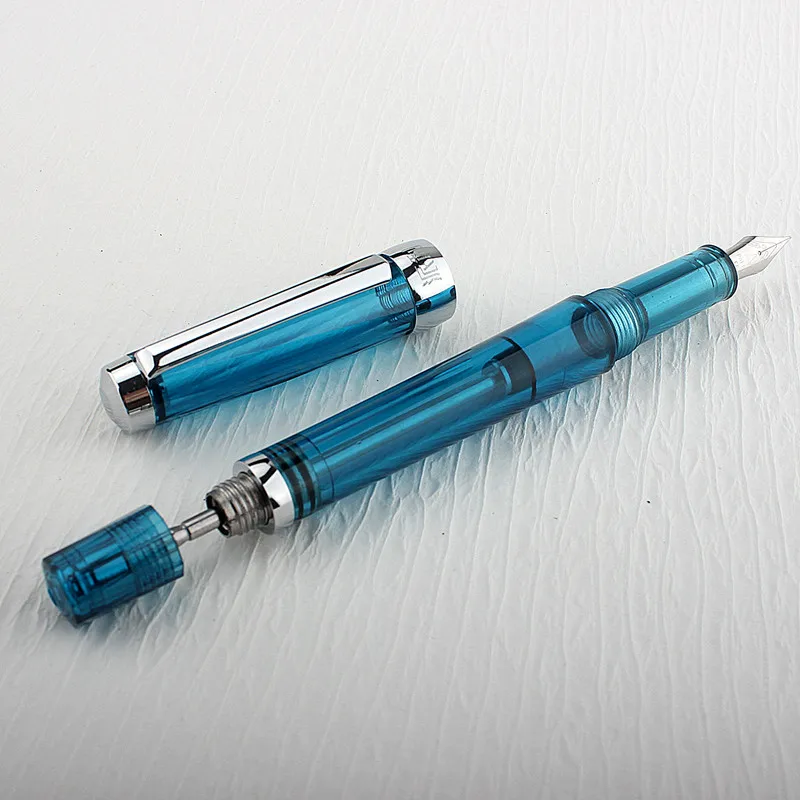 Yongsheng 013-pluma estilográfica de relleno al vacío, pluma de tinta transparente acrílica, sección transparente EF/F/ Nib, pluma de regalo para