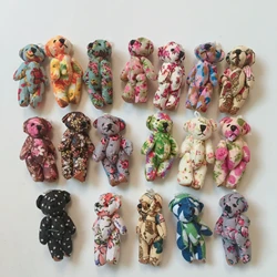5pcs Cartoon Jointed Bear Plush Toys 4.5cm Mini Floral Teddy Bear Plush Pendant Ornament Creative Keychain Accessories Girl Gift