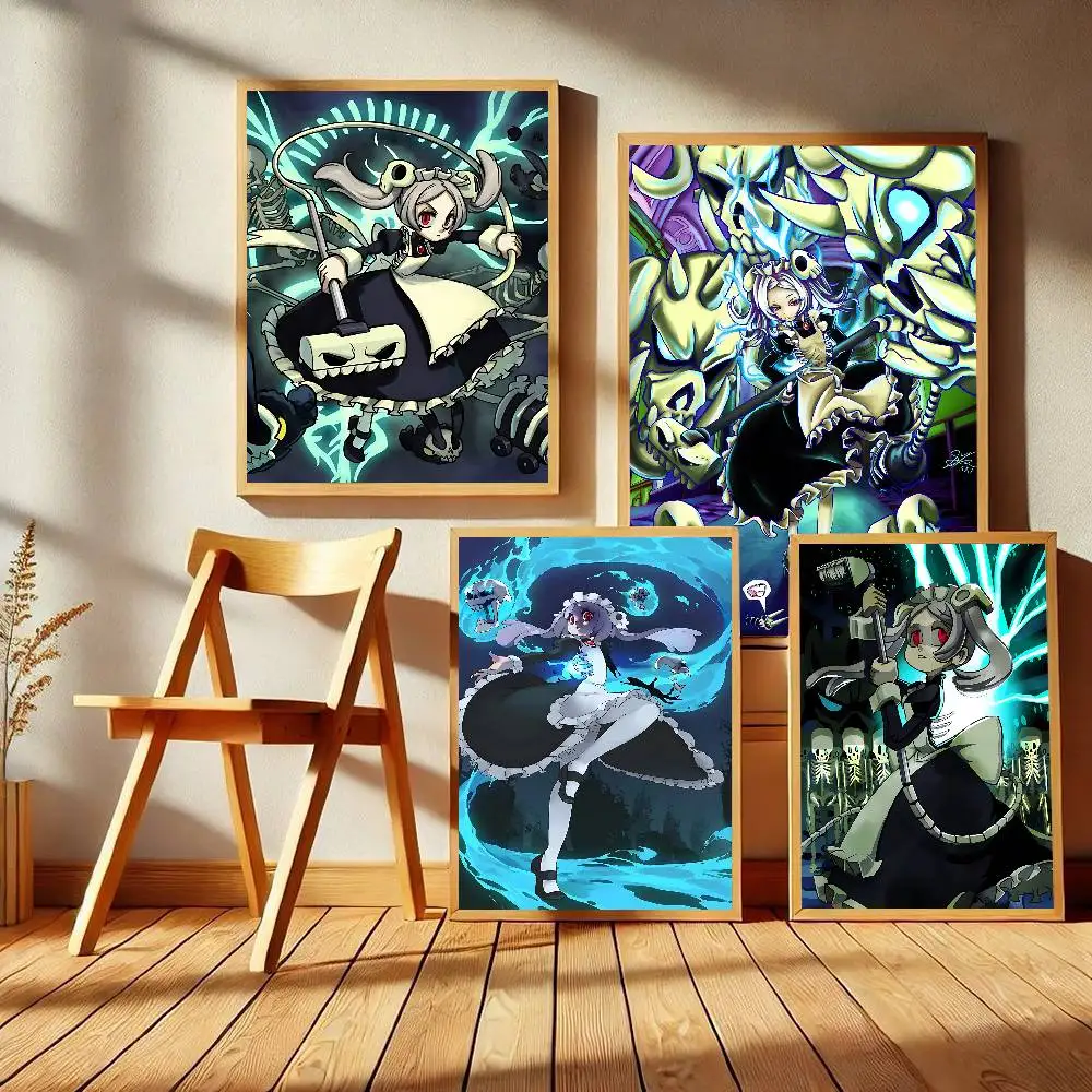 Poster Tempel Film Game M-Marie SkullGirls Stiker Dinding Mewah untuk Dekorasi Bar Ruang Tamu Lukisan Dekoratif Antik