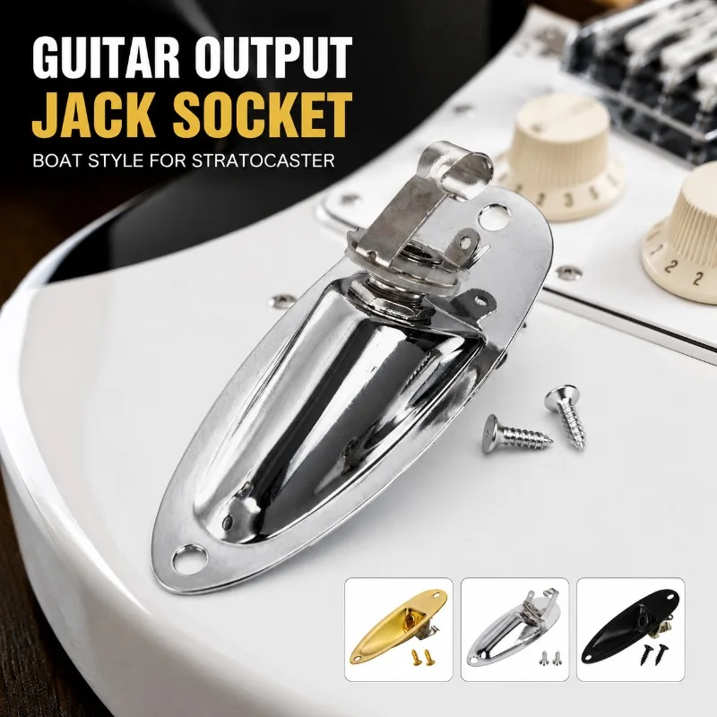 Boat‑Shaped 6.35mm Pickup Hole Socket Mono Audio Connector Panel Replacement Hardware Fits Strat Stratocaster Electric Guitar