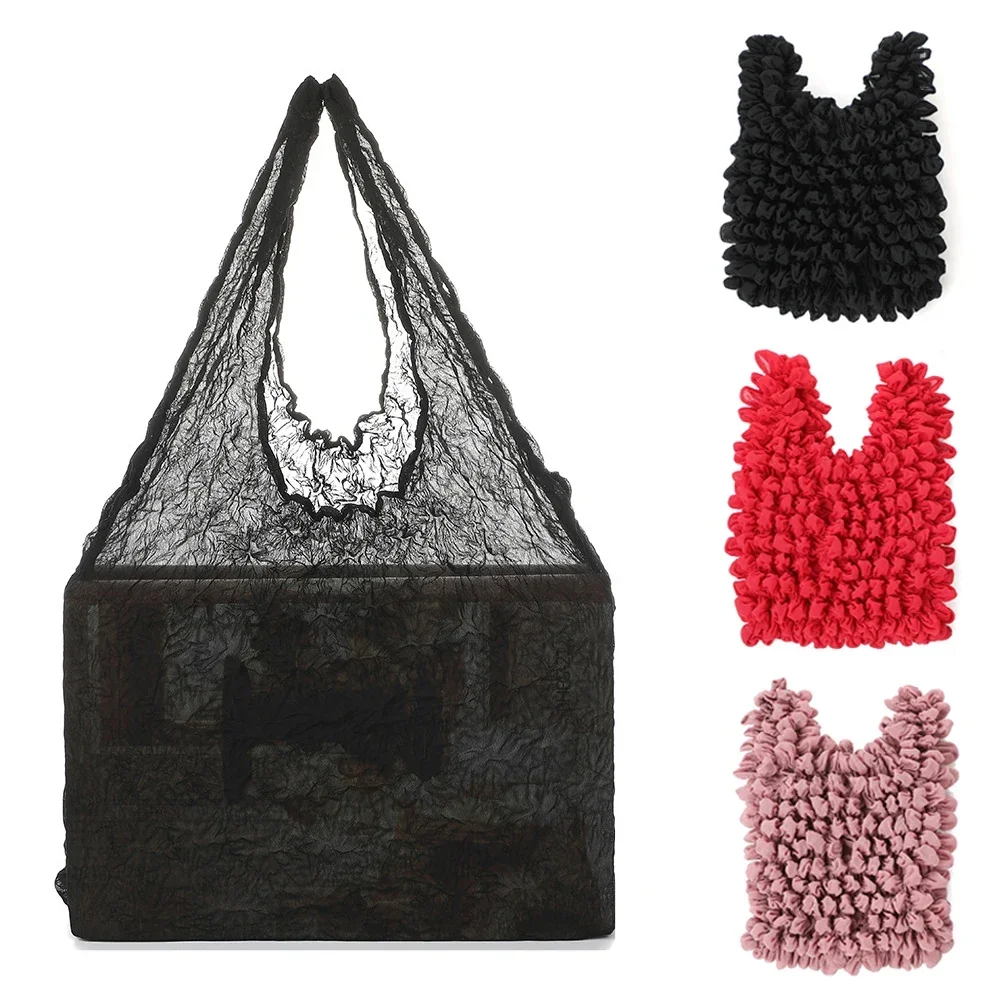 Mini Retractable Magic Bag Pleated Bag Multi-purpose Bubble Bag Environmentally Friendly Handbag Soft and Elastic Foldable 1PC