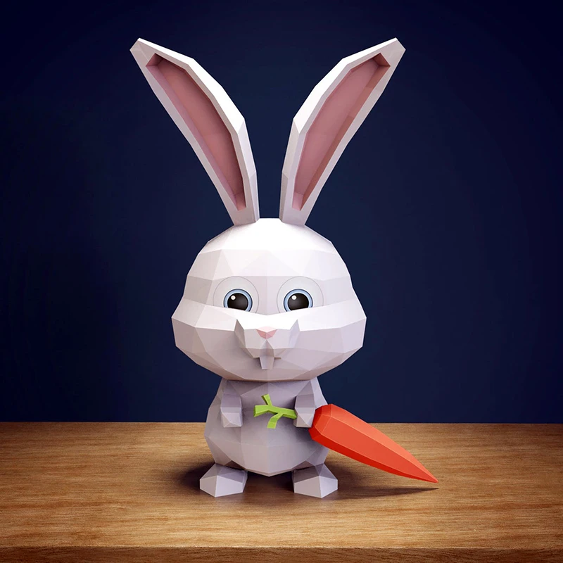 

Rabbit With Carrot Paper Model Home Decor Room Ornament Desk Decoration Papercraft 3D DIY Puzzles Hand Made Creative Toys