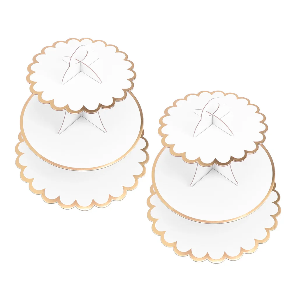 

2Pcs Three-Tier Dessert Counters Paper Cake Display Racks Party Snack Storage Stand Cake Display Stand Fruits Rack