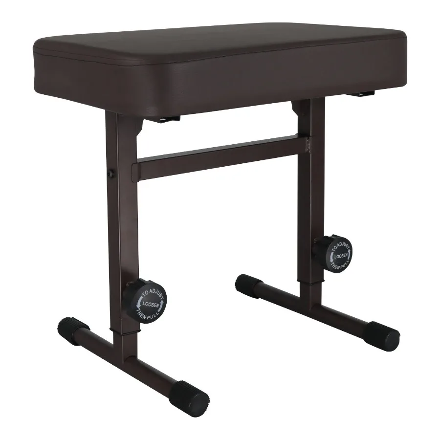 

5 CORE Keyboard Bench Piano Stool T Style Brown Thick Padded Cushion Seat Height Adjustable 17 to 22 inch Keyboard Chair PU Lea