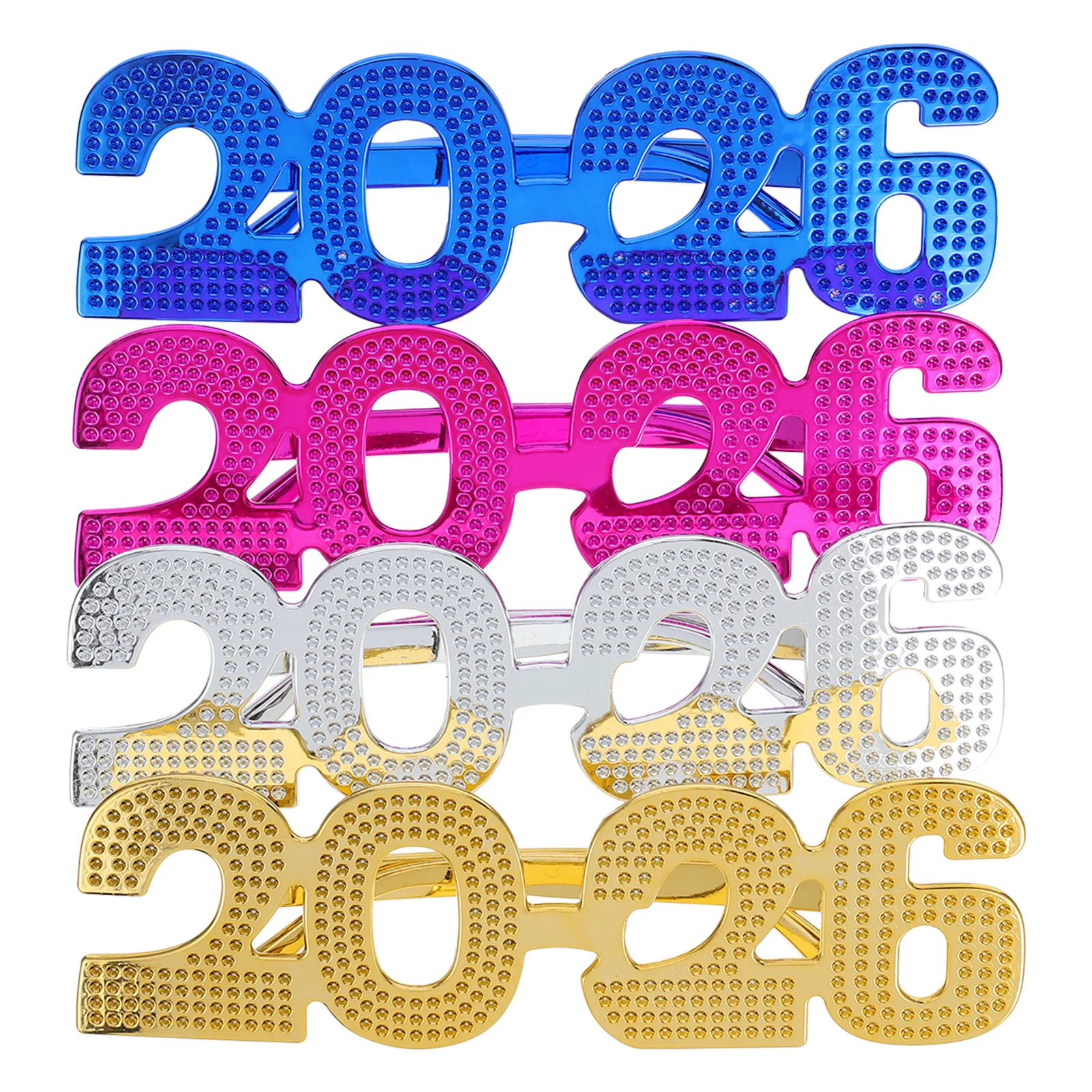 

4Pcs 2026 Number Eyeglasses Vibrant Shiny Design Lightweight Portable Party Favors for New Year Eve Festivities
