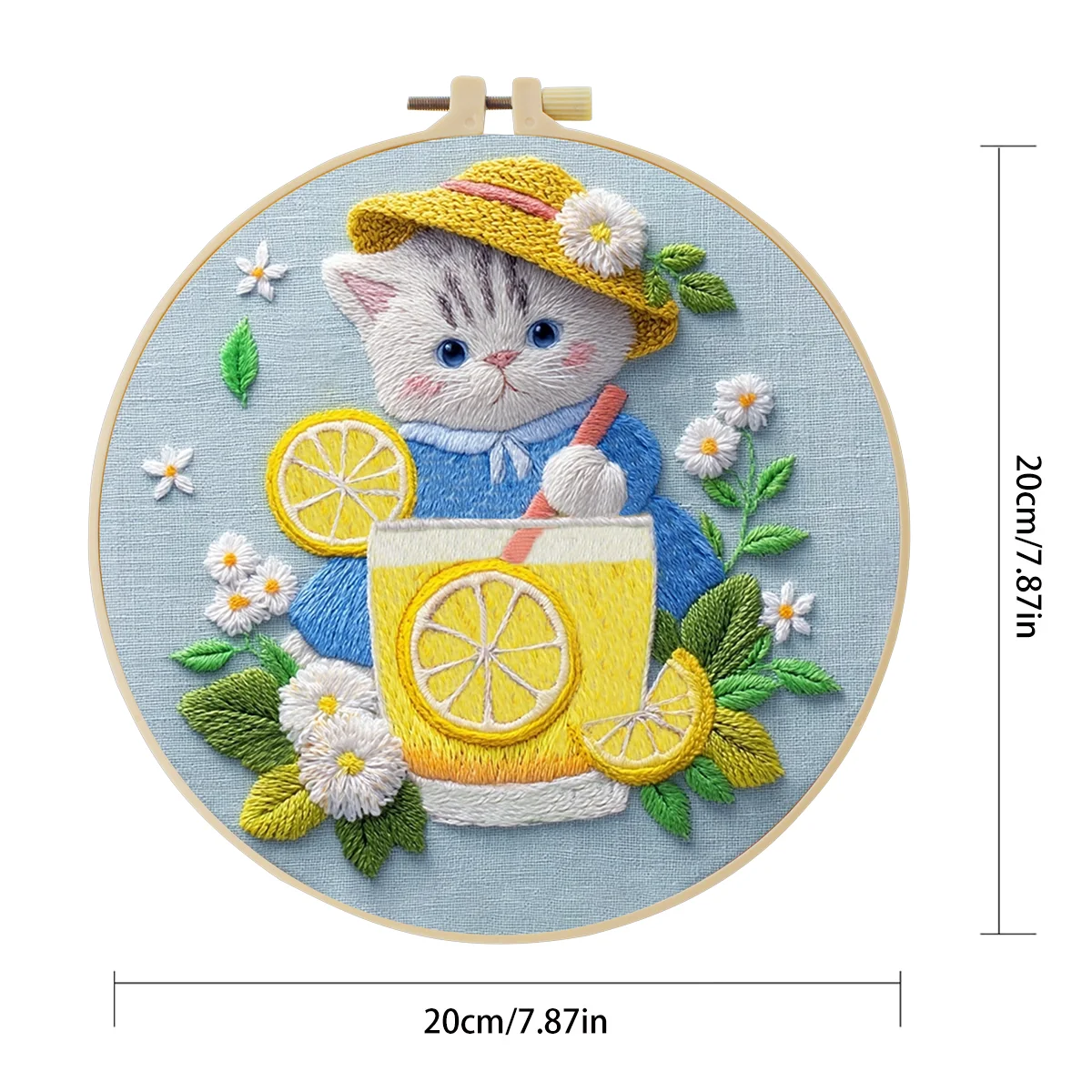 1 Stück 20X20CM/15X15CM 7,87/6,3 Zoll Katzen-Stickerei-Starter-Kit DIY-Kit DIY-Stickerei-Set Handarbeiten Nadelkunst Heimdekoration – Detail 5