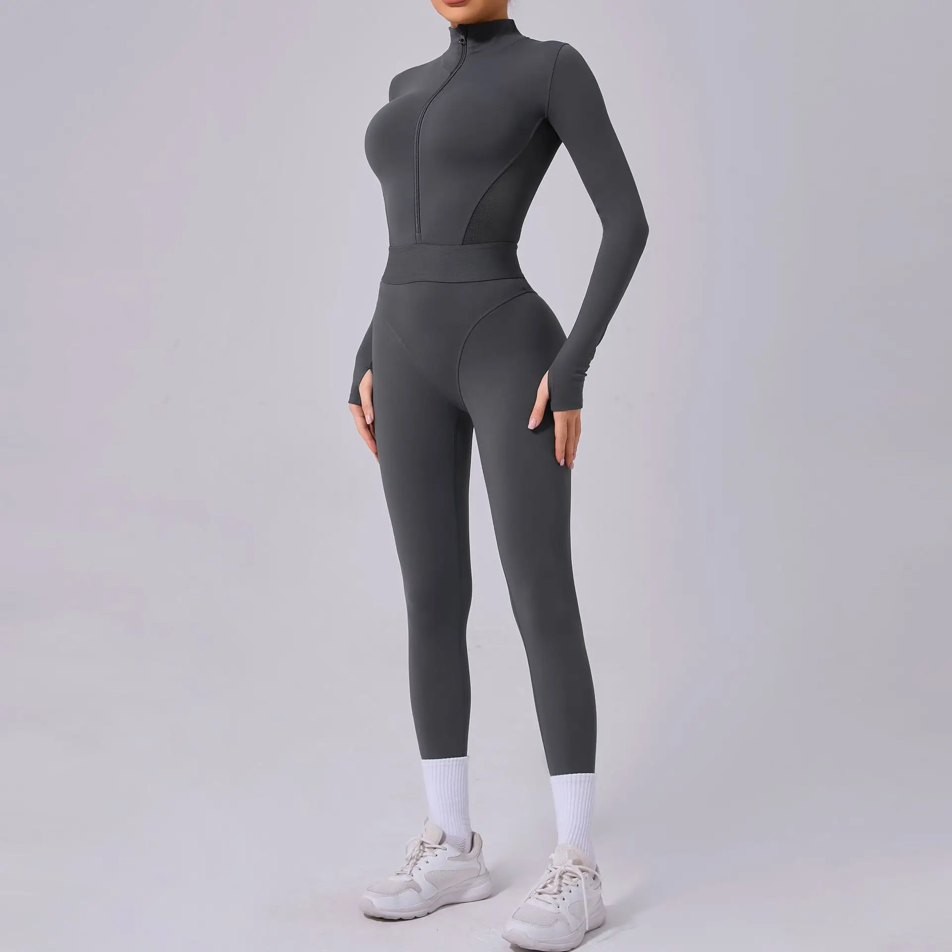 

Женский спортивный костюм, одежда для йоги, тренировочные костюмы с длинными рукавами, цельный костюм с женскими леггинсами, топ для фитнеса, спортивный комплект с длинными рукавами
