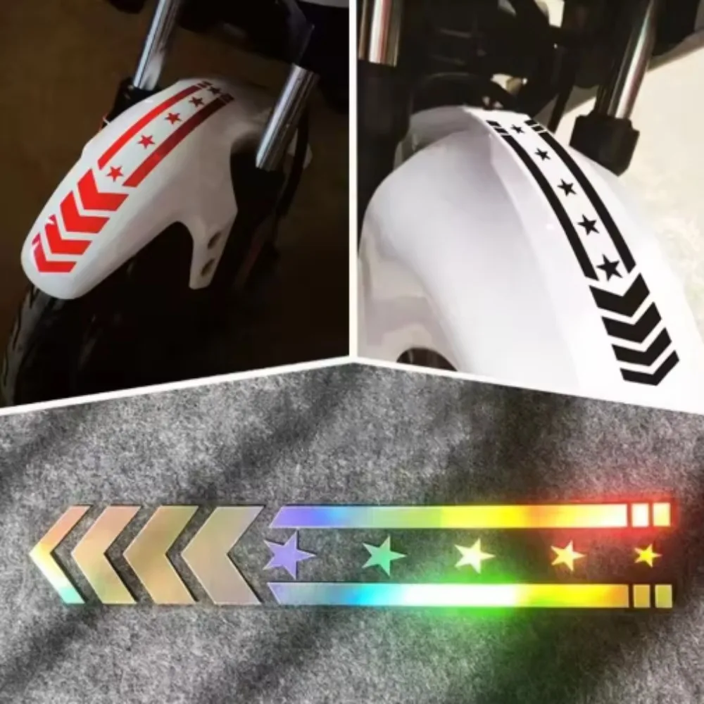 Mudguard Sticker, Star Arrow Stripe, Motorcycle Reflective Sticker, Safety Driving Warning