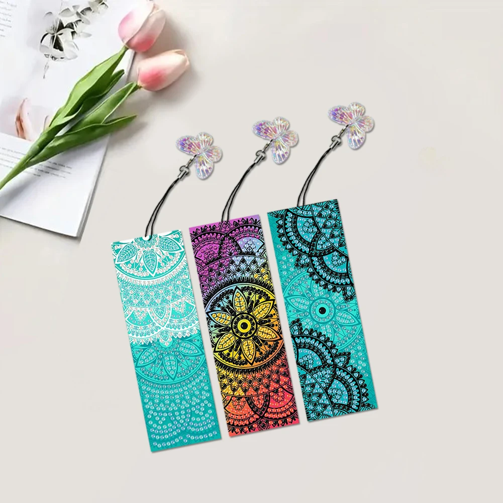

3Pcs Butterfly DIY Diamond Art Bookmark Kaleidoscope Bookmark for Book Lovers