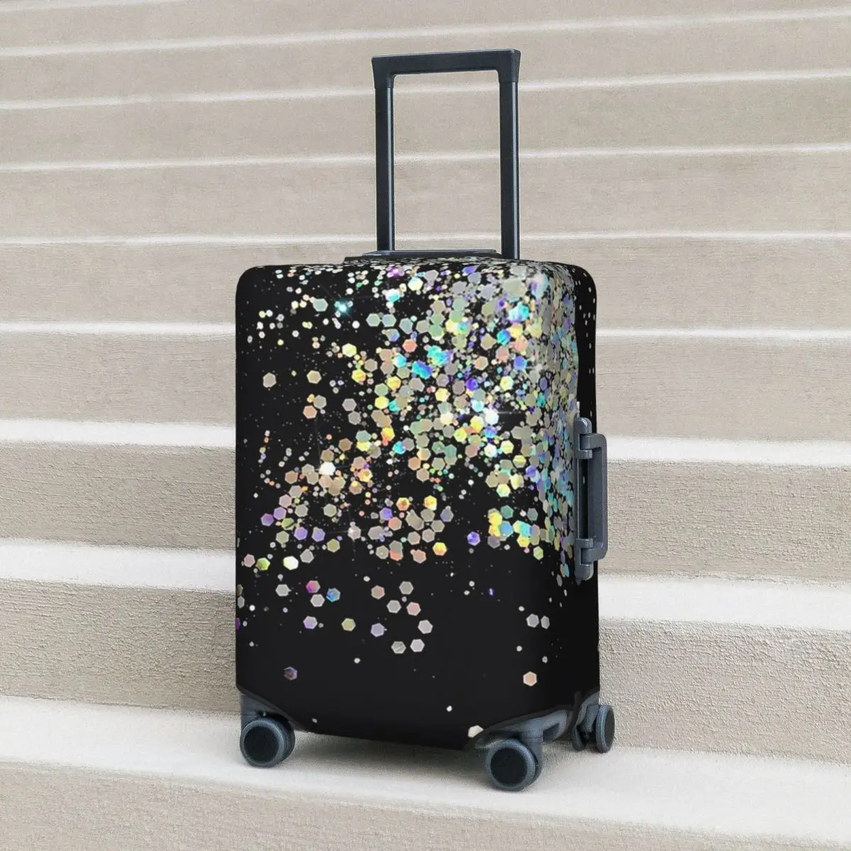 

Black And Holographic Sparkle Suitcase Cover Protection Elastic Trip Luggage Protector Covers for 18-32 Inch
