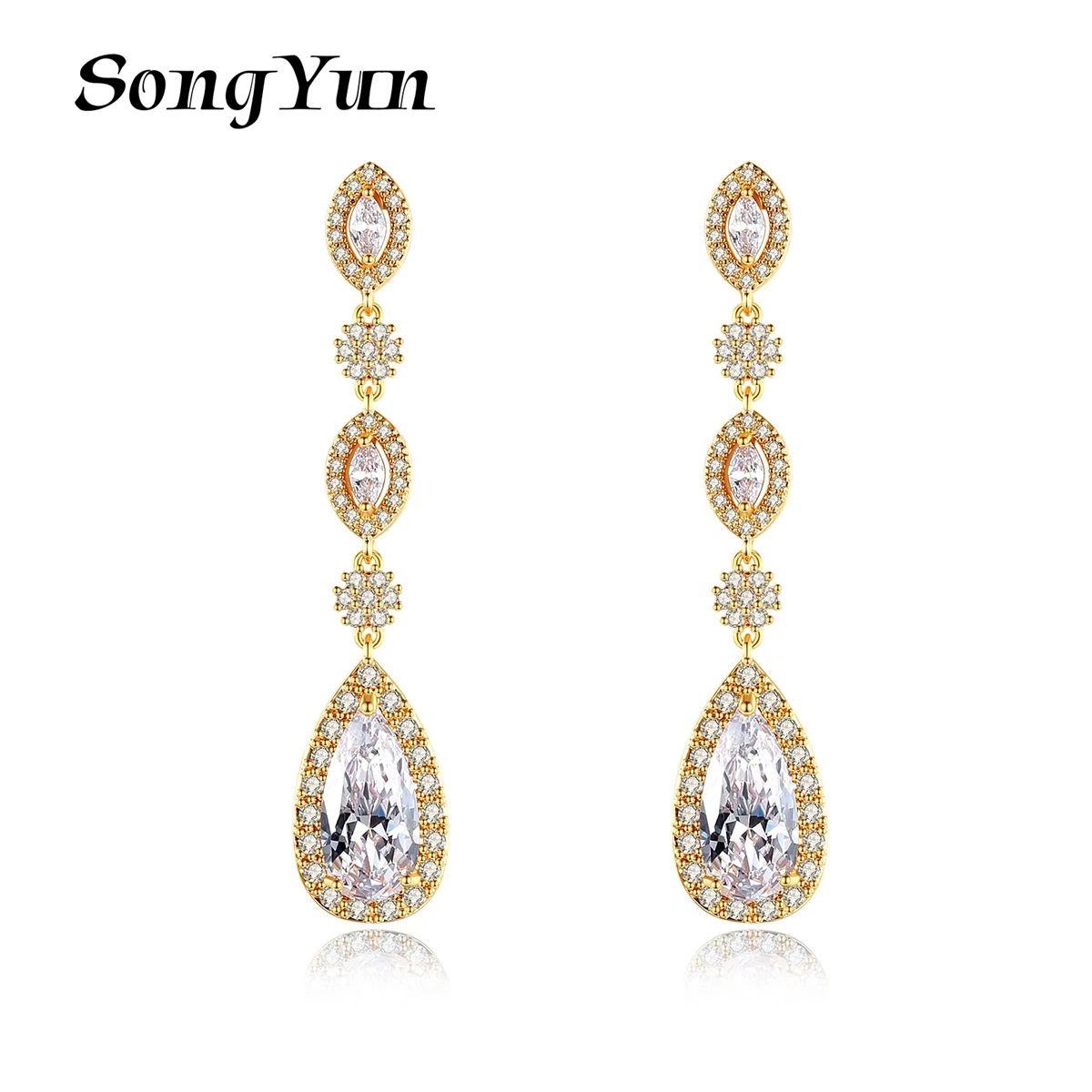 

SongYun Jewelry Manufacturer MHT Ultra Long Earring Earrings With Copper Inlay Zircon Korean Earrings