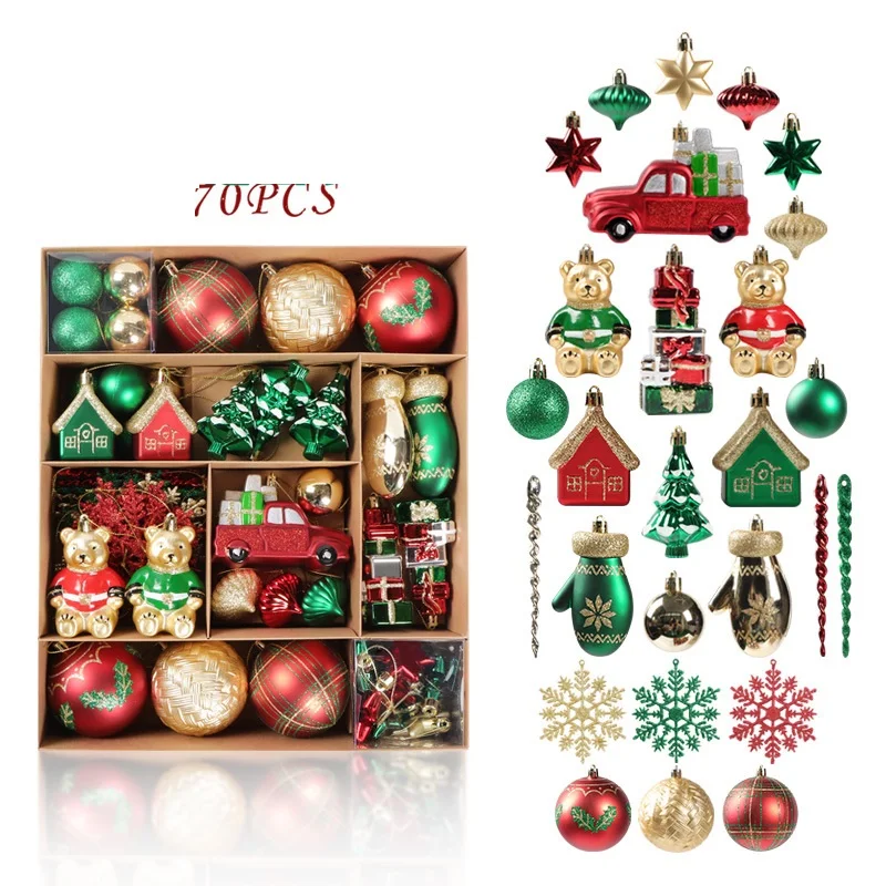 Christmas Tree Balls Decorations, Ornaments, Christmas Supplies, Adornos Navidad 2024, 70Pcs Set